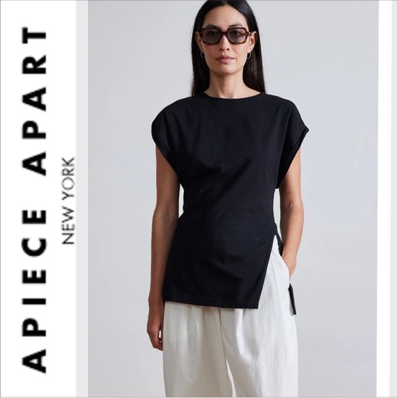 Apiece Apart Rolled Dolman Sleeves Minimalist Asymmetric Tunic Tee - 2X - Picture 1 of 12